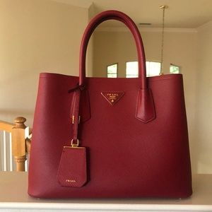 Medium red saffiano Prada purse